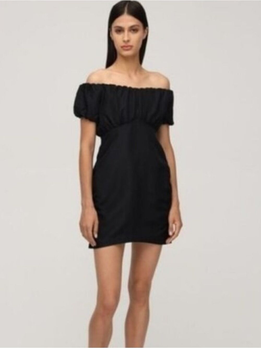 Revolve Superdown Off The Shoulder Black Cotton Mini Dress Size Small